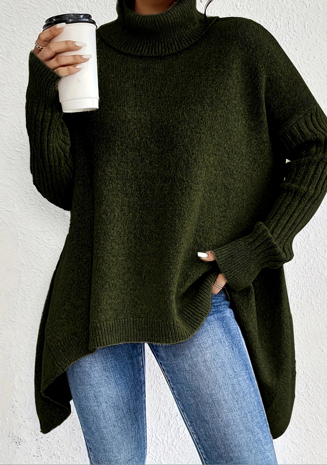 Oversized Turtleneck Knit Sweater
