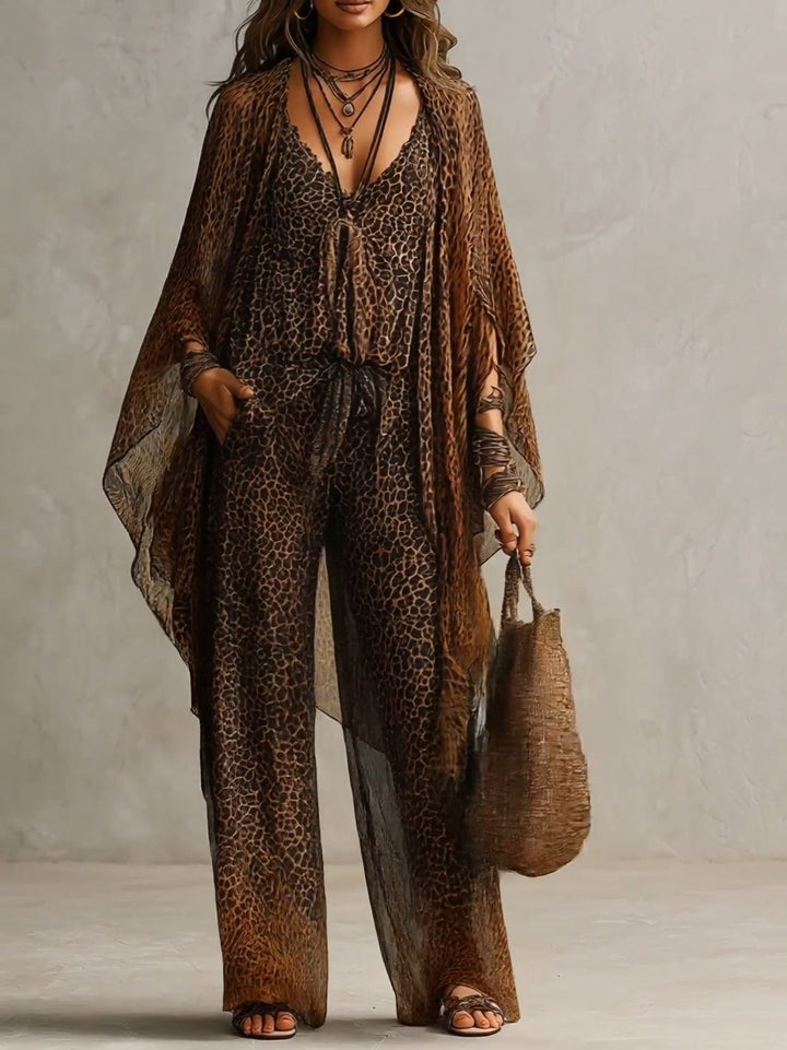 Clarisa | Vintage Leopard Print Three Piece Set