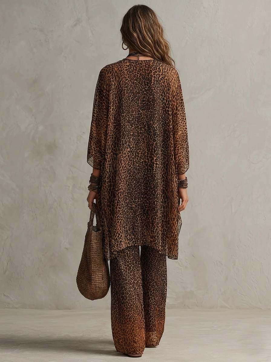Clarisa | Vintage Leopard Print Three Piece Set