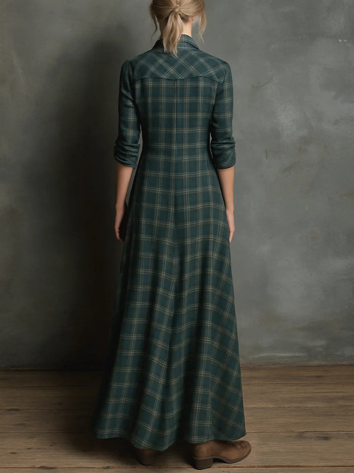 Valentine | Plaid Collar Shirt Maxi Dress