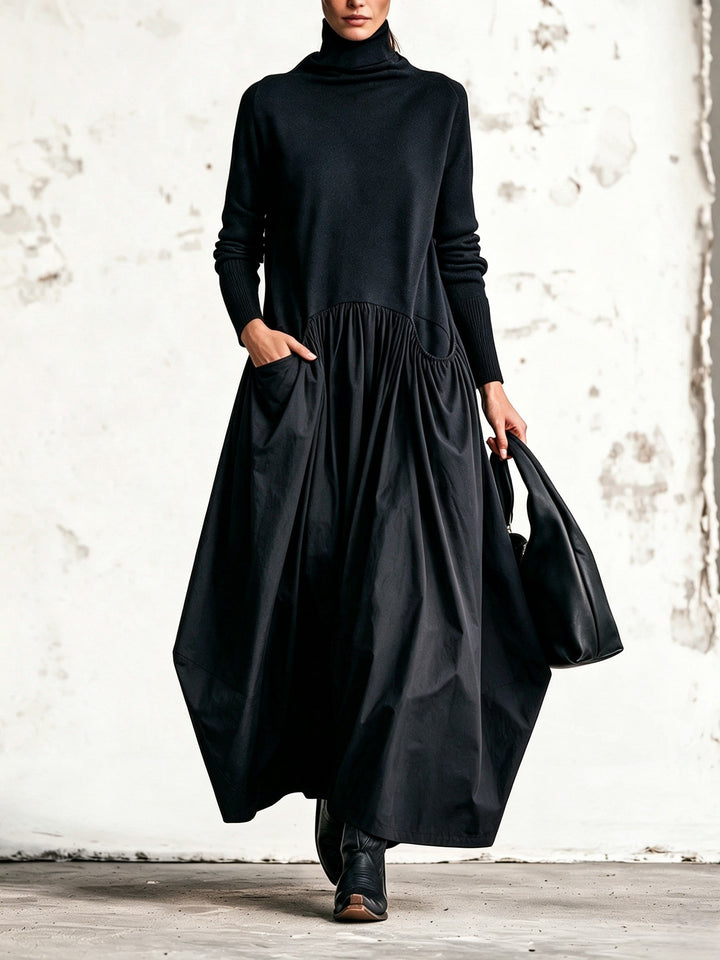 Odette | Oversized Mock Neck Maxi Dress