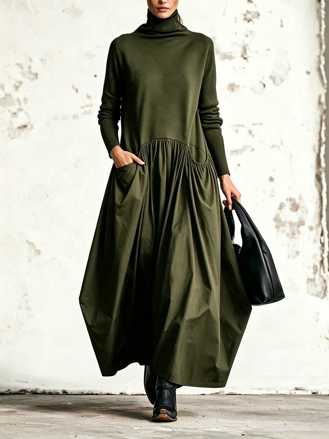 Odette | Oversized Mock Neck Maxi Dress