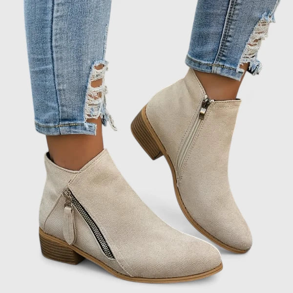 Cartina™ - Side Zip Ankle Boots With Low Block Heel
