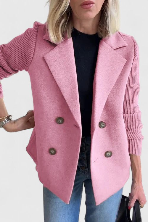 Faylene™ | Elegant Knit-Sleeve Blazer