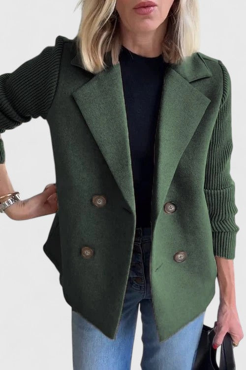 Faylene™ | Elegant Knit-Sleeve Blazer