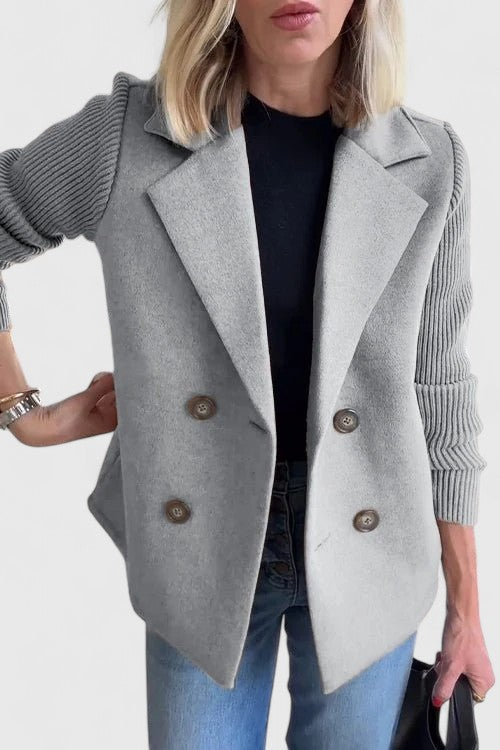 Faylene™ | Elegant Knit-Sleeve Blazer