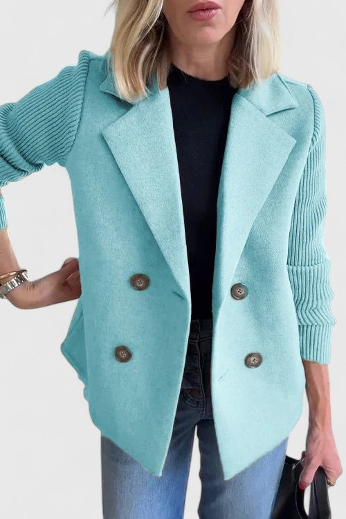 Faylene™ | Elegant Knit-Sleeve Blazer