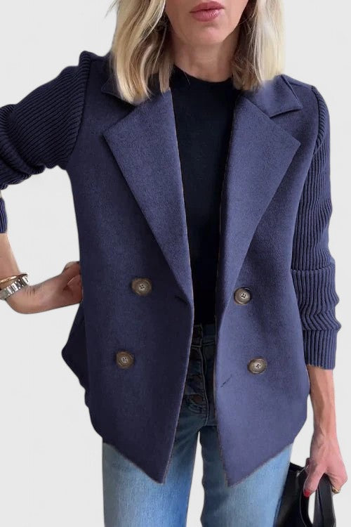 Faylene™ | Elegant Knit-Sleeve Blazer