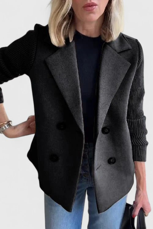 Faylene™ | Elegant Knit-Sleeve Blazer