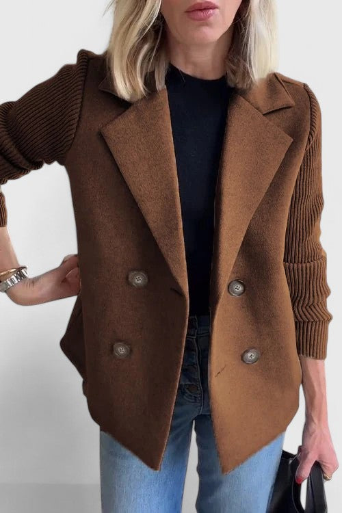 Faylene™ | Elegant Knit-Sleeve Blazer