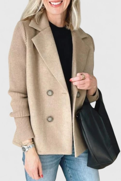 Faylene™ | Elegant Knit-Sleeve Blazer
