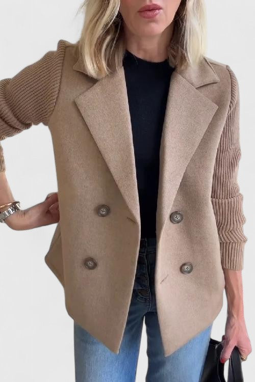 Faylene™ | Elegant Knit-Sleeve Blazer