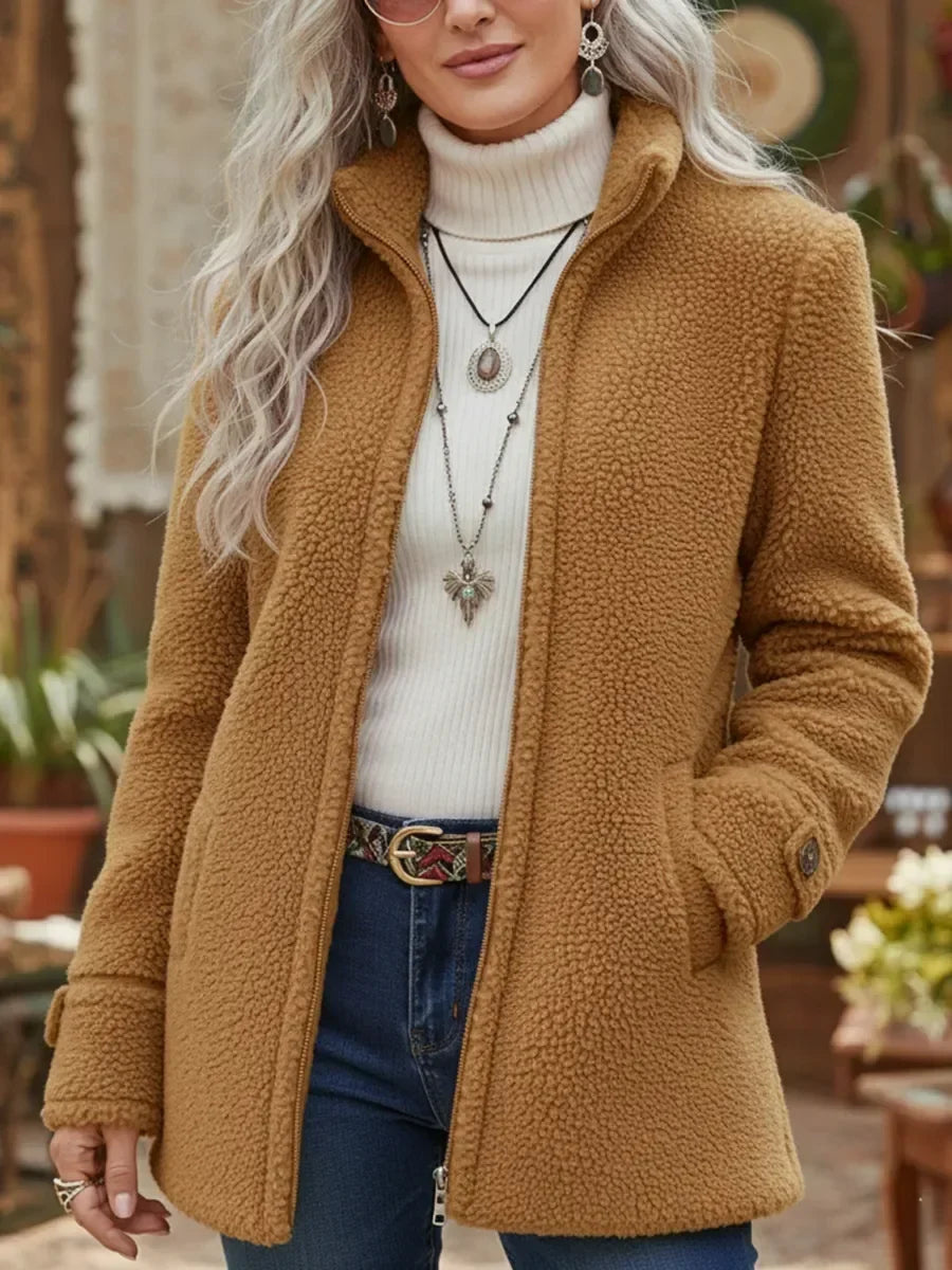 Carissa | Warm Textured Longline Fleece Jacket