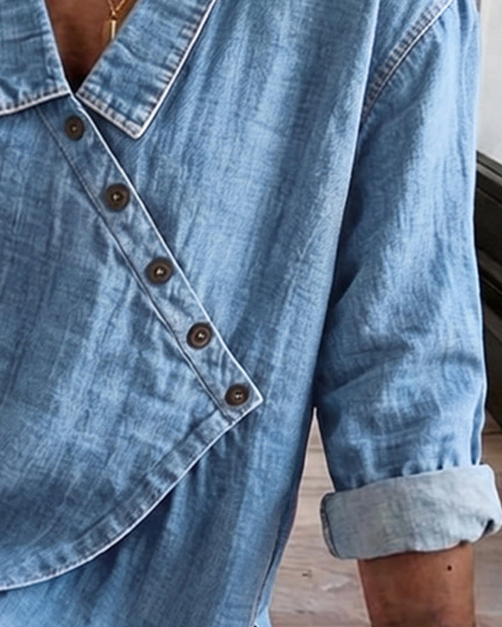 Veronica | Denim Button-Up Blouse