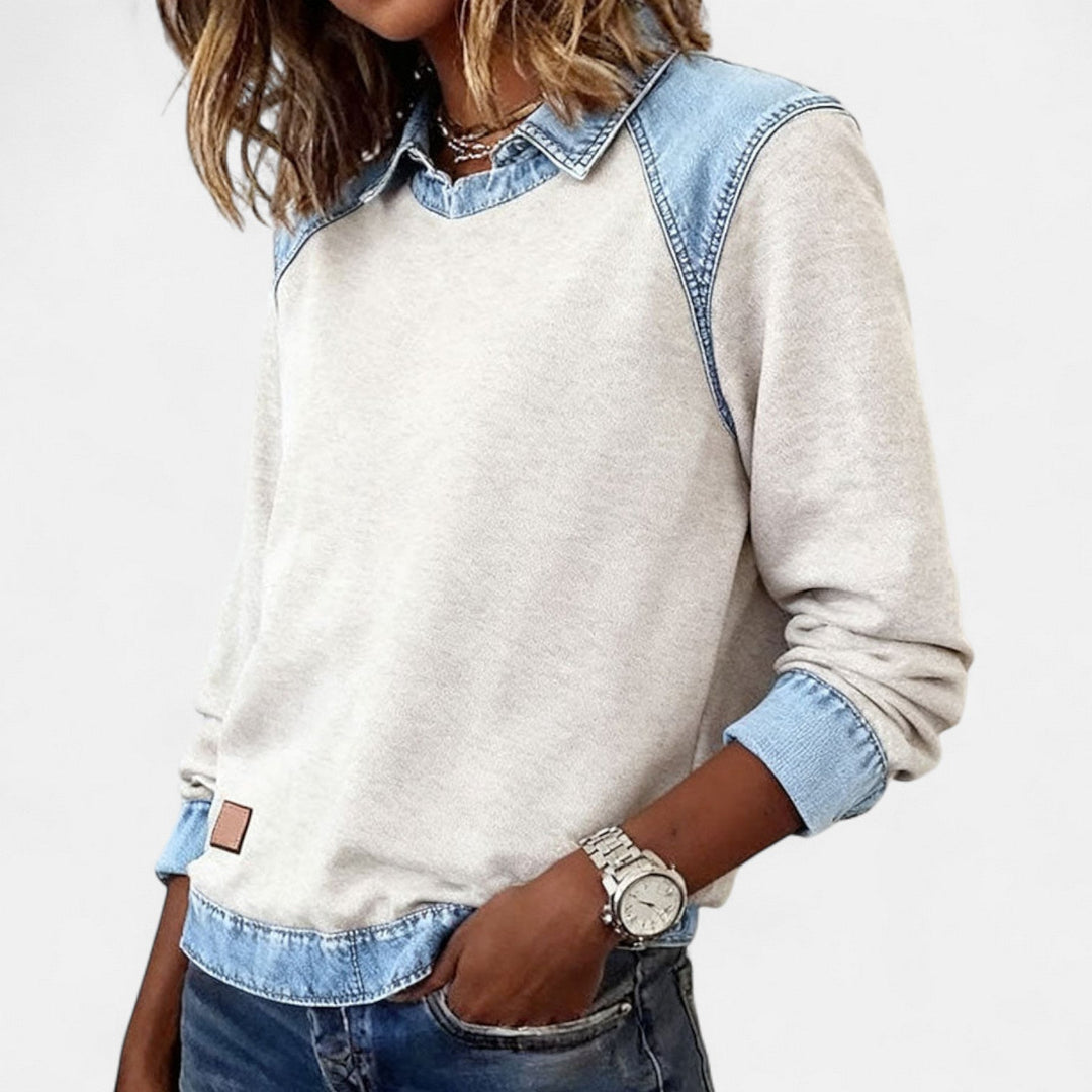 Soraya™ | Denim Trim Casual Sweater