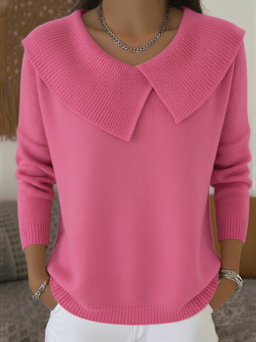 Layla™ | Elegant Wide Collar Knit Sweater