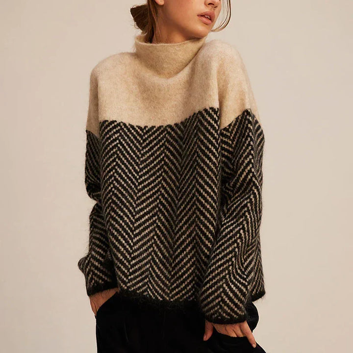 Mamie™ | Cozy Herringbone High-Neck Sweater