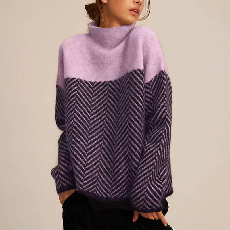Mamie™ | Cozy Herringbone High-Neck Sweater