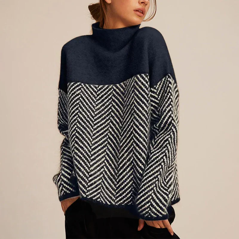 Mamie™ | Cozy Herringbone High-Neck Sweater