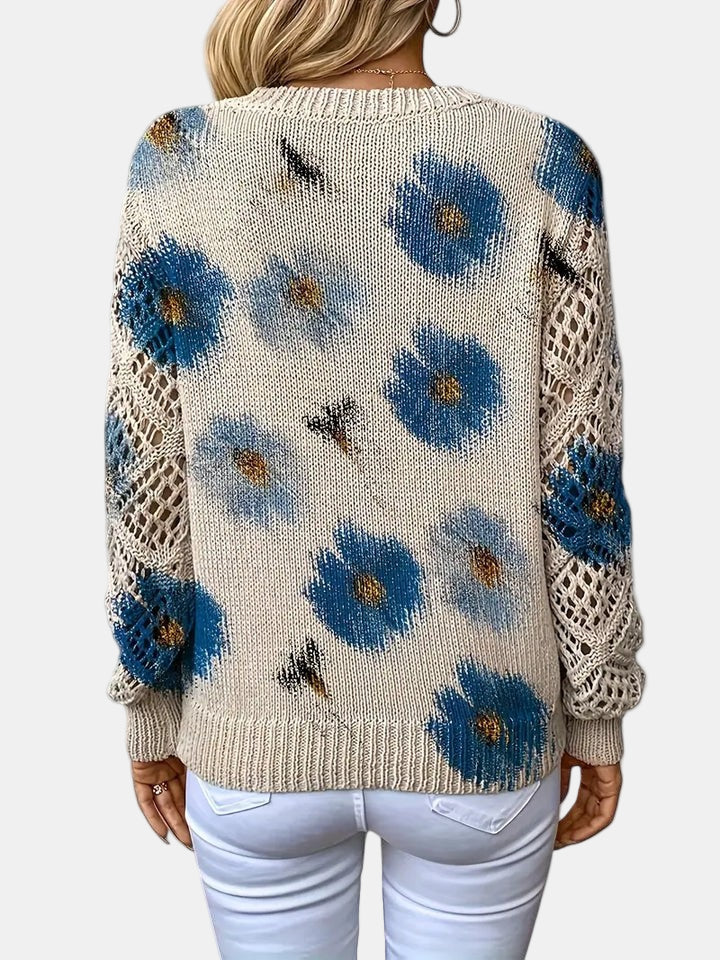 Amira™ | Floral Knit V-Neck Sweater