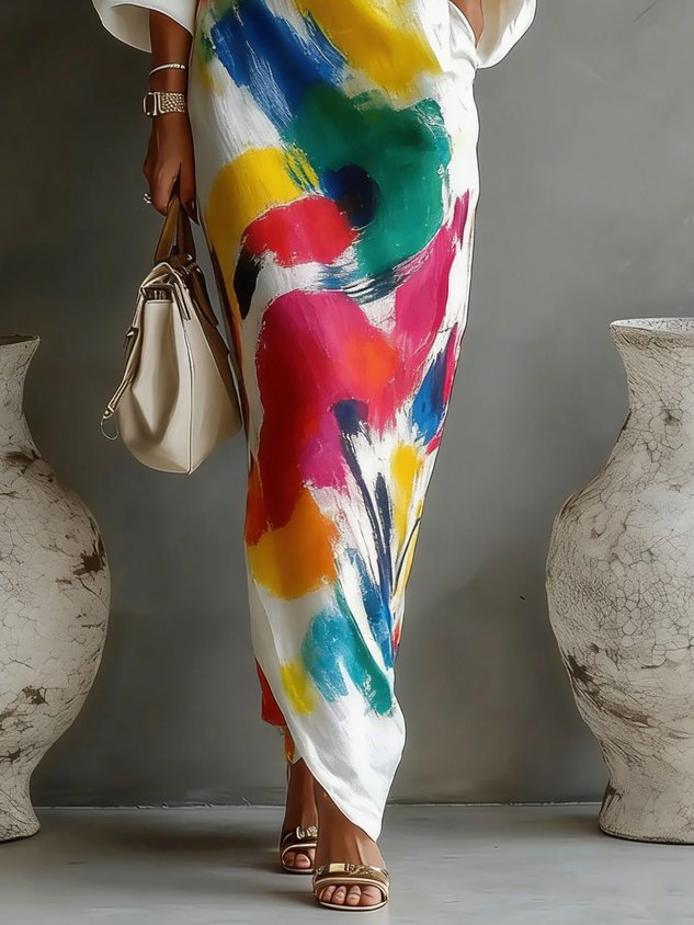 Adeline | Abstract Print Maxi Dress