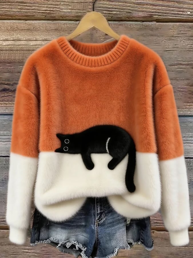 Carine | Cute Cat Pattern Knit Sweater