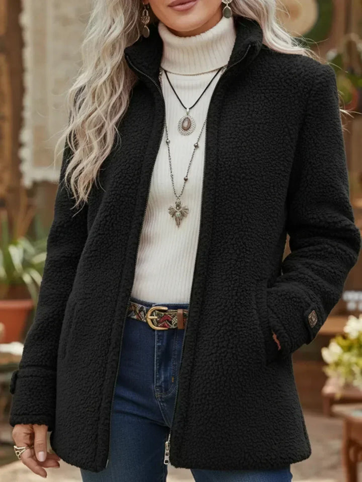 Carissa | Warm Textured Longline Fleece Jacket