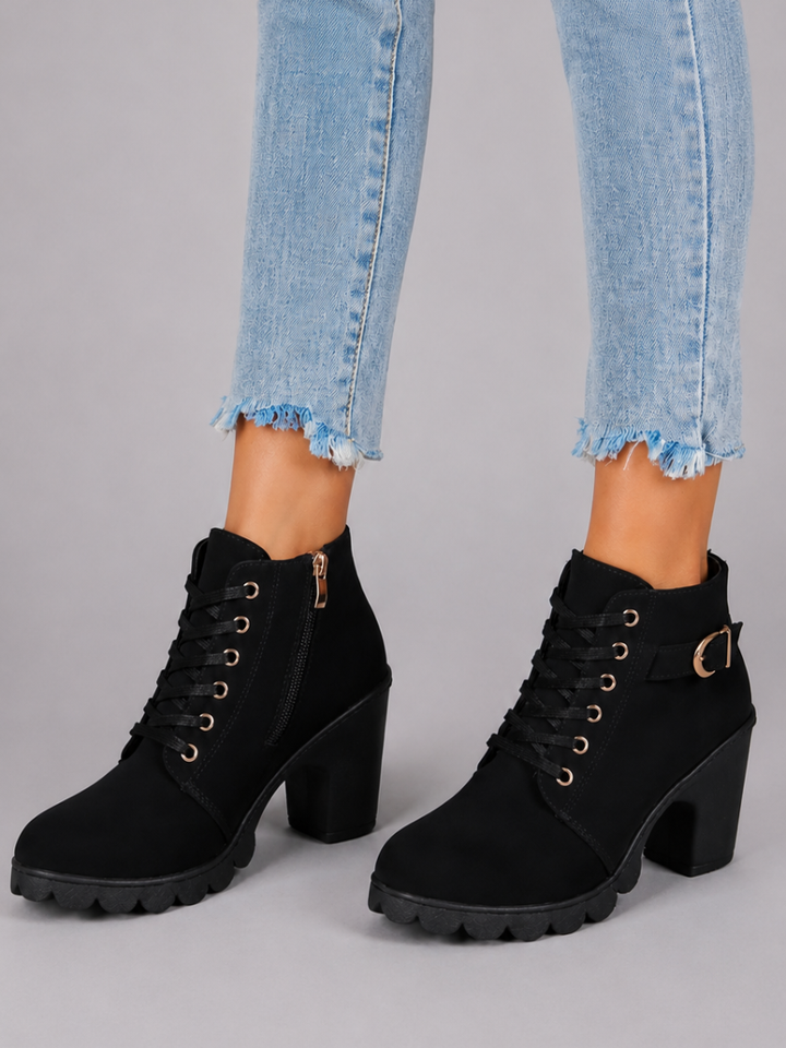 Ivory™ - Lace Up Ankle Block Heel