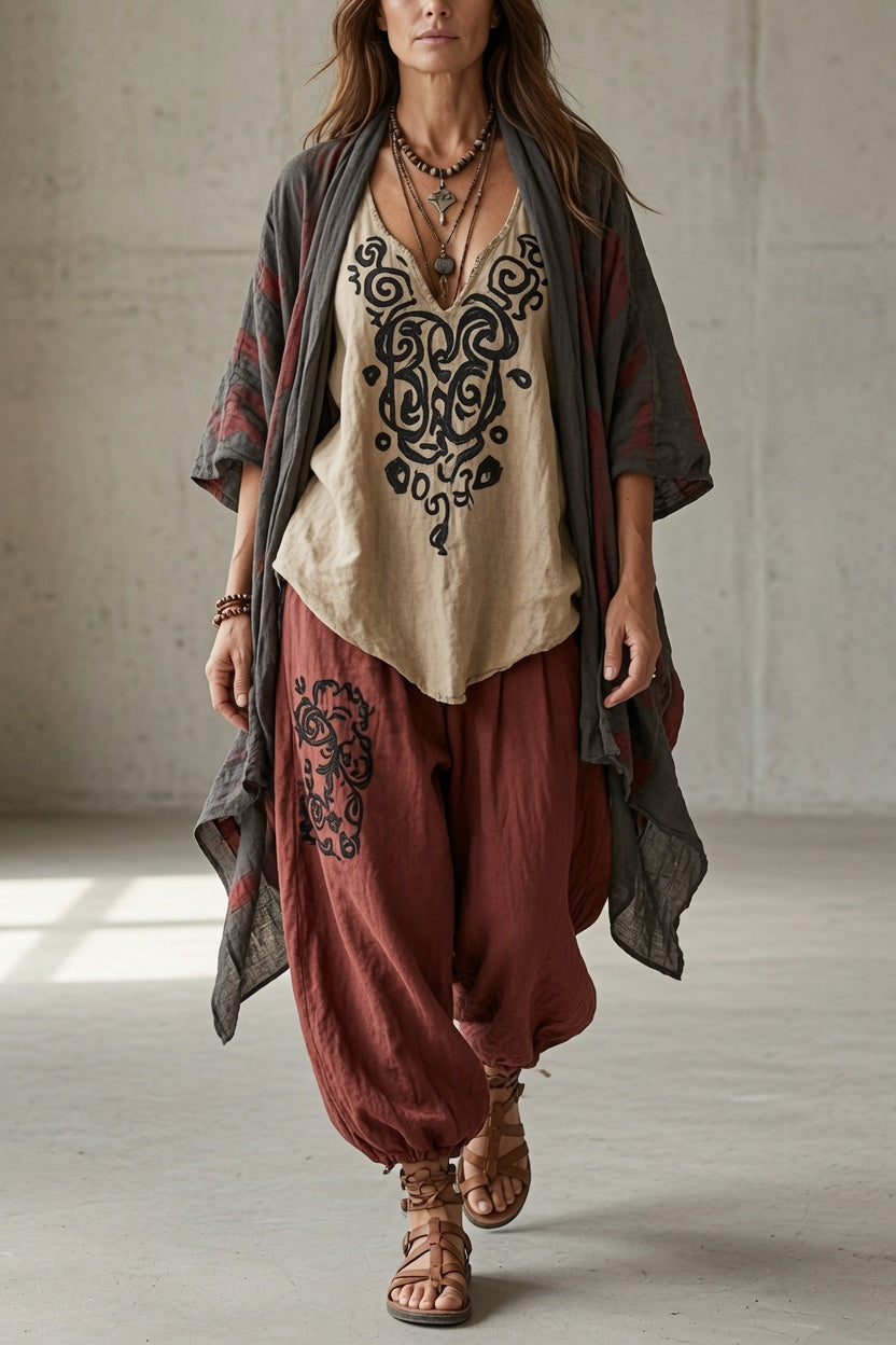 Thalia | Bohemian Draped Three-Piece Set