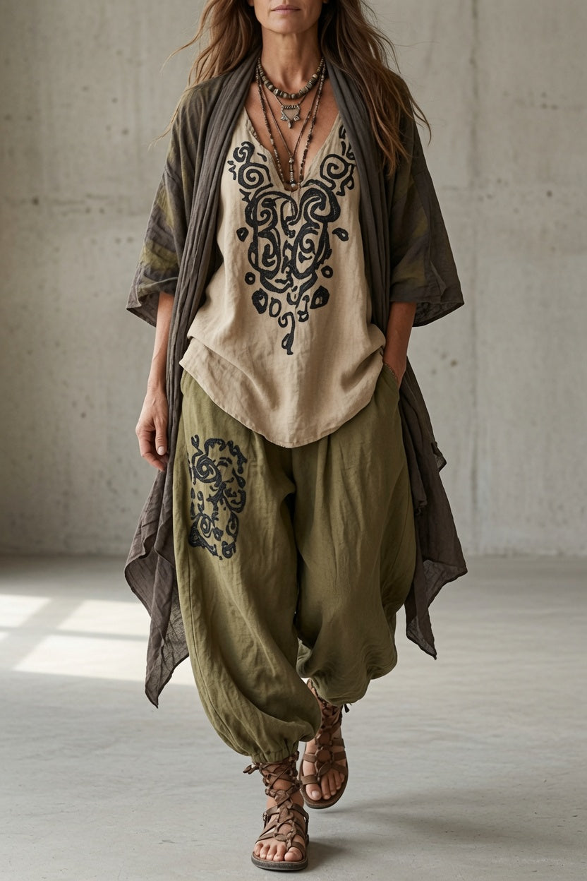 Thalia | Bohemian Draped Three-Piece Set