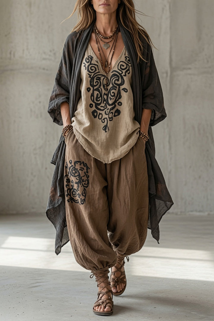 Thalia | Bohemian Draped Three-Piece Set