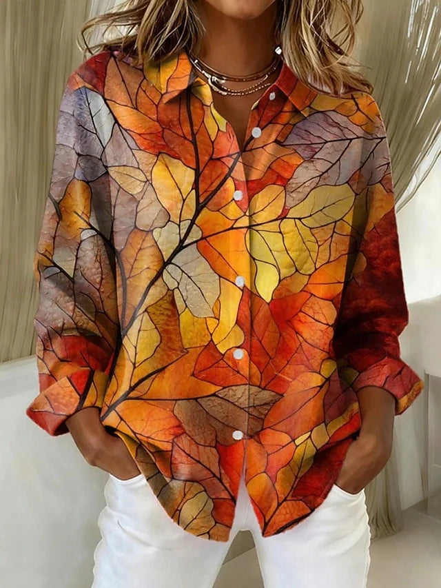 Joetta | Vintage Botanical Print Button Blouse