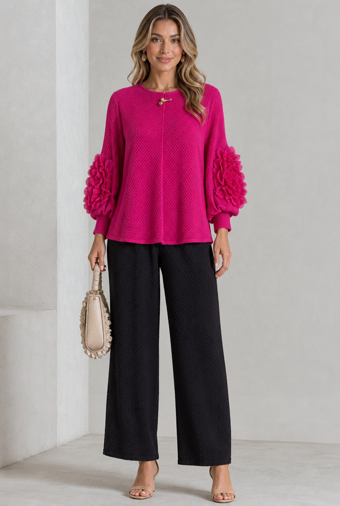 Natasha | Elegant Floral Sleeve Detail Blouse
