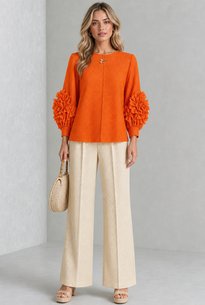 Karina | Textured Statement Sleeve Blouse