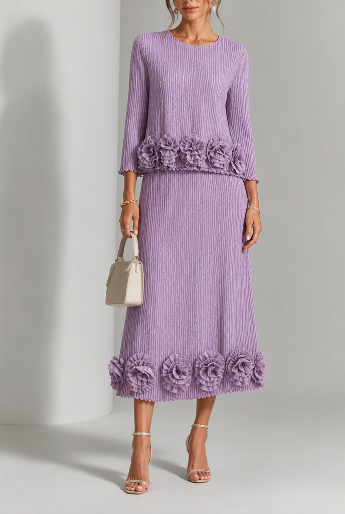 Tatiana | Elegant Floral Applique Skirt Set
