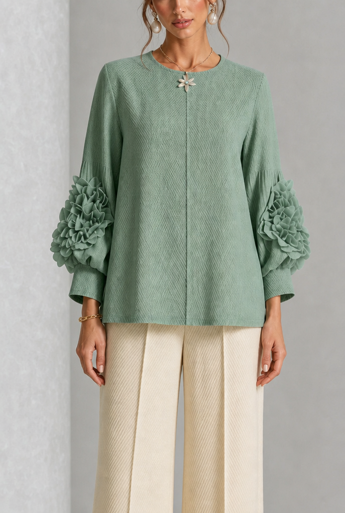 Karina | Textured Statement Sleeve Blouse
