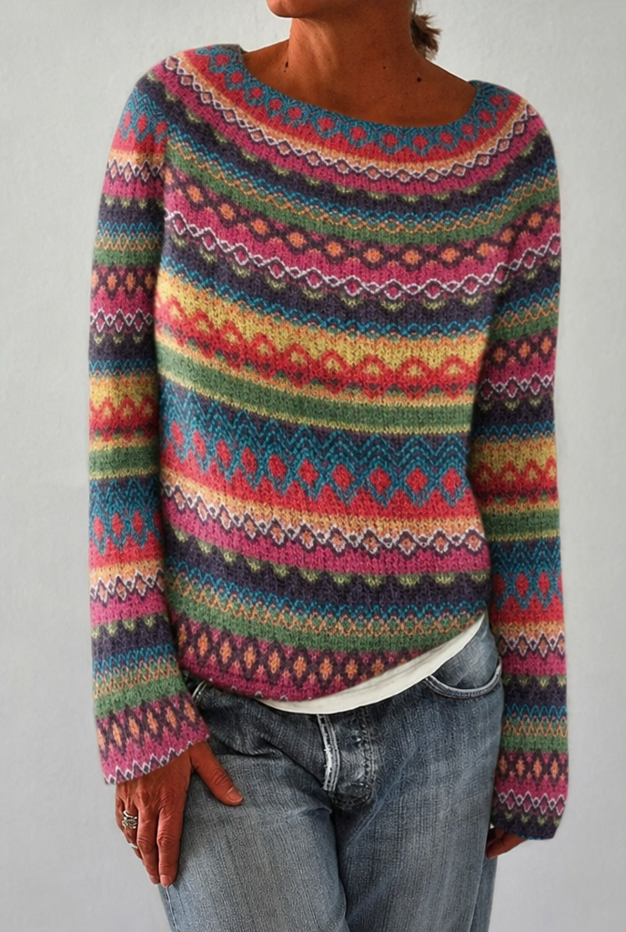 Teagan™ | Cozy Mountain Pattern Knit Sweater