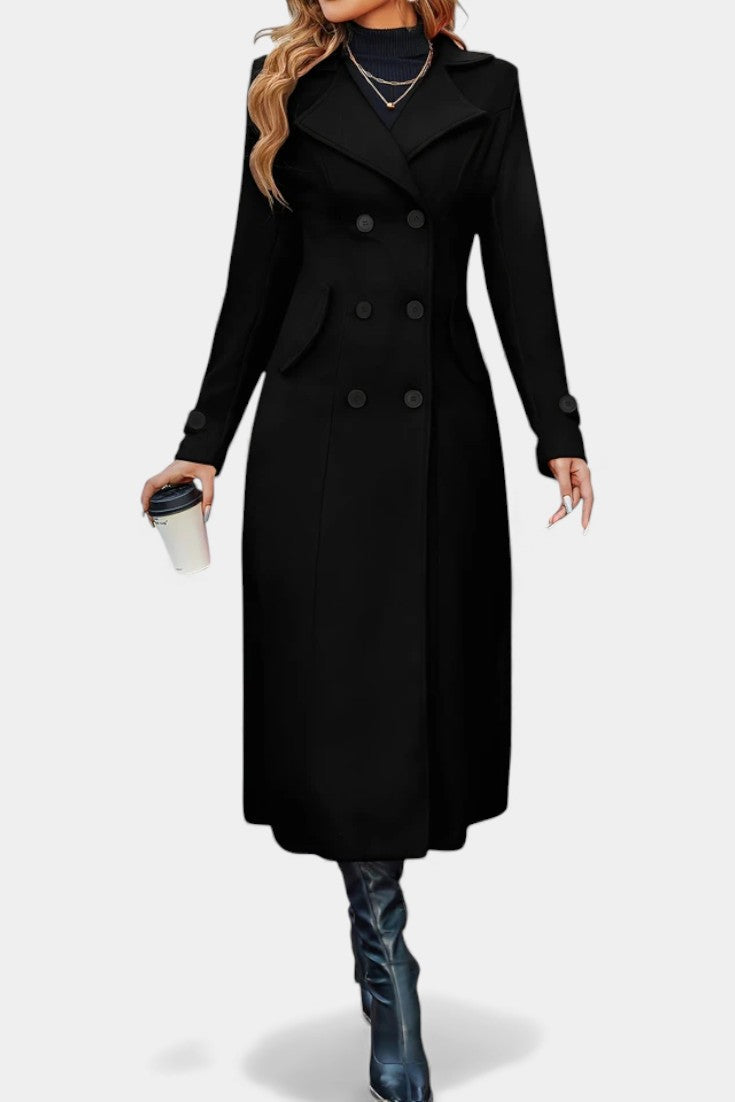 Naïssa Double-Breasted Coat with Long Notched Lapels