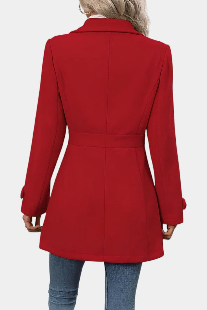 Maroussia Notched Lapel Long Jacket with Button Closure