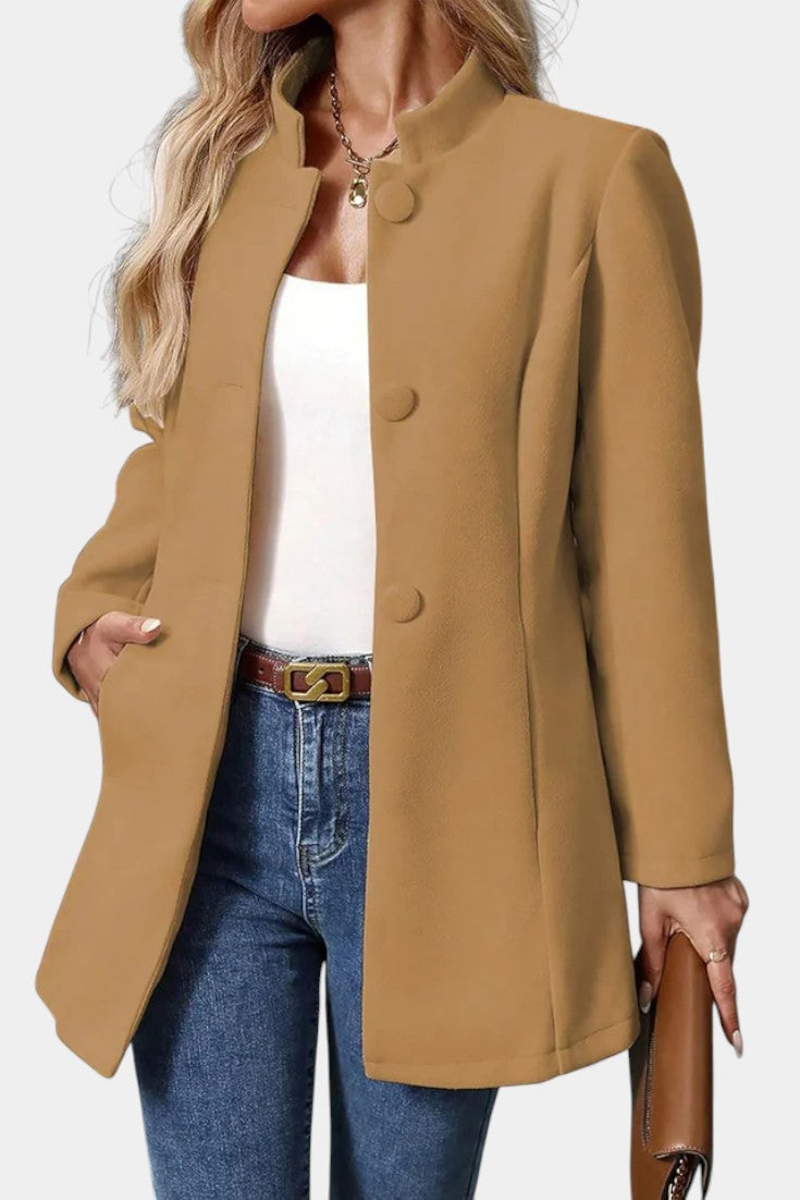 Lyana Long Sleeve Overcoat with High Collar