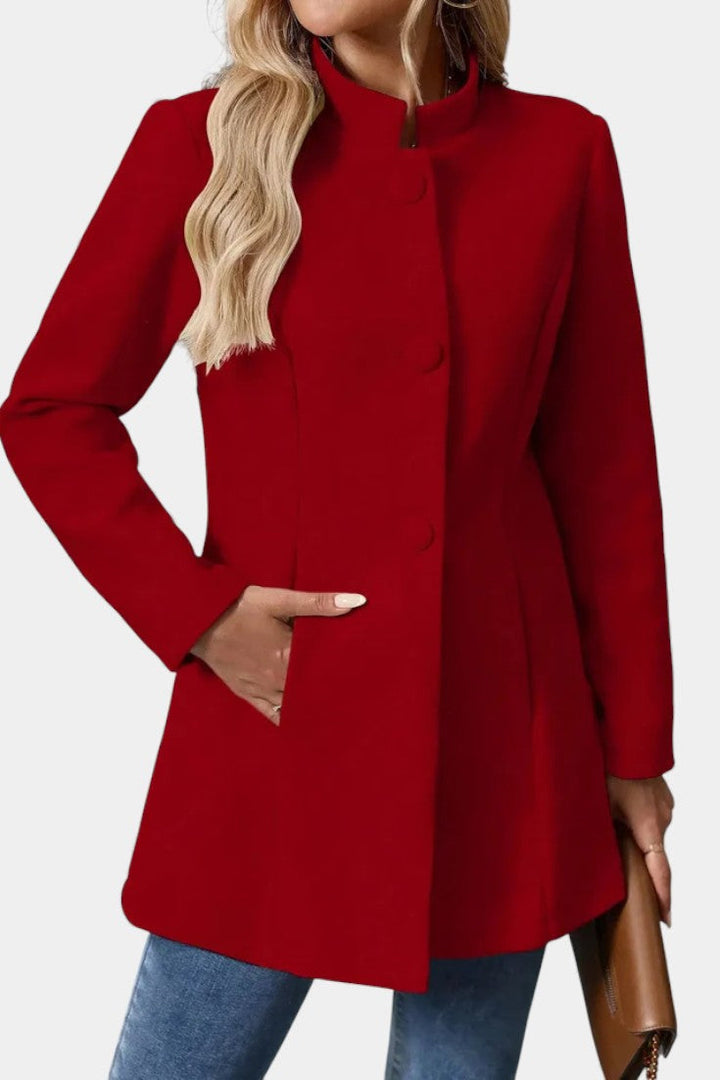 Lyana Long Sleeve Overcoat with High Collar