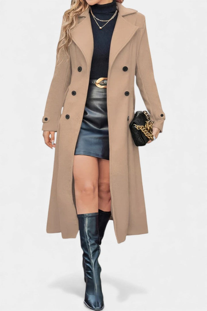 Naïssa Double-Breasted Coat with Long Notched Lapels