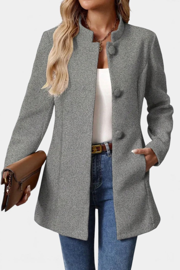 Lyana Long Sleeve Overcoat with High Collar