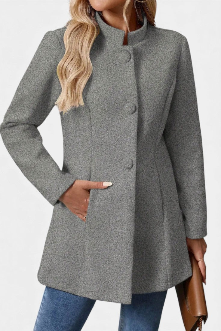 Lyana Long Sleeve Overcoat with High Collar