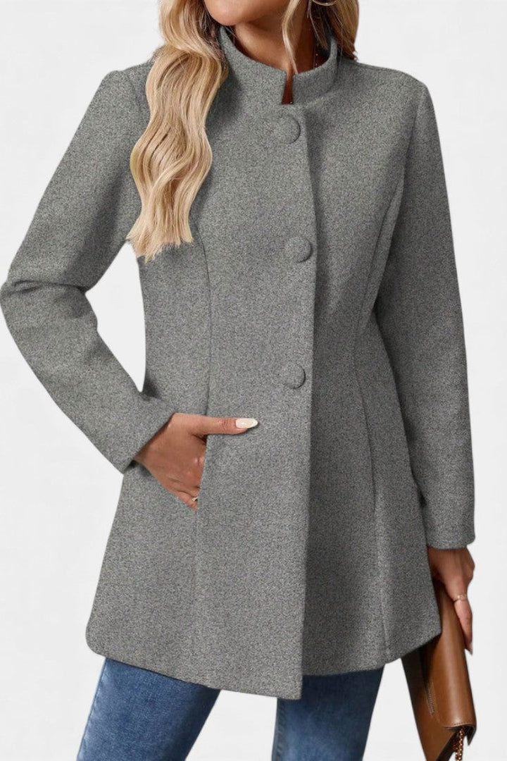 Lyana Long Sleeve Overcoat with High Collar