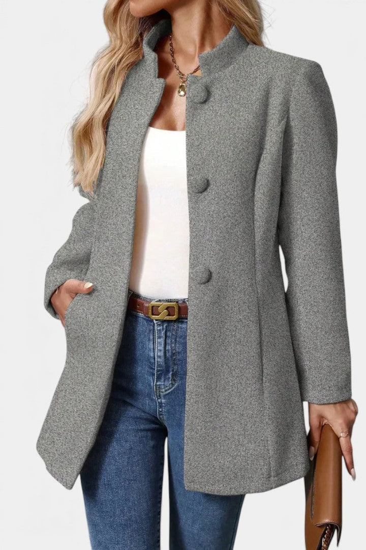 Lyana Long Sleeve Overcoat with High Collar