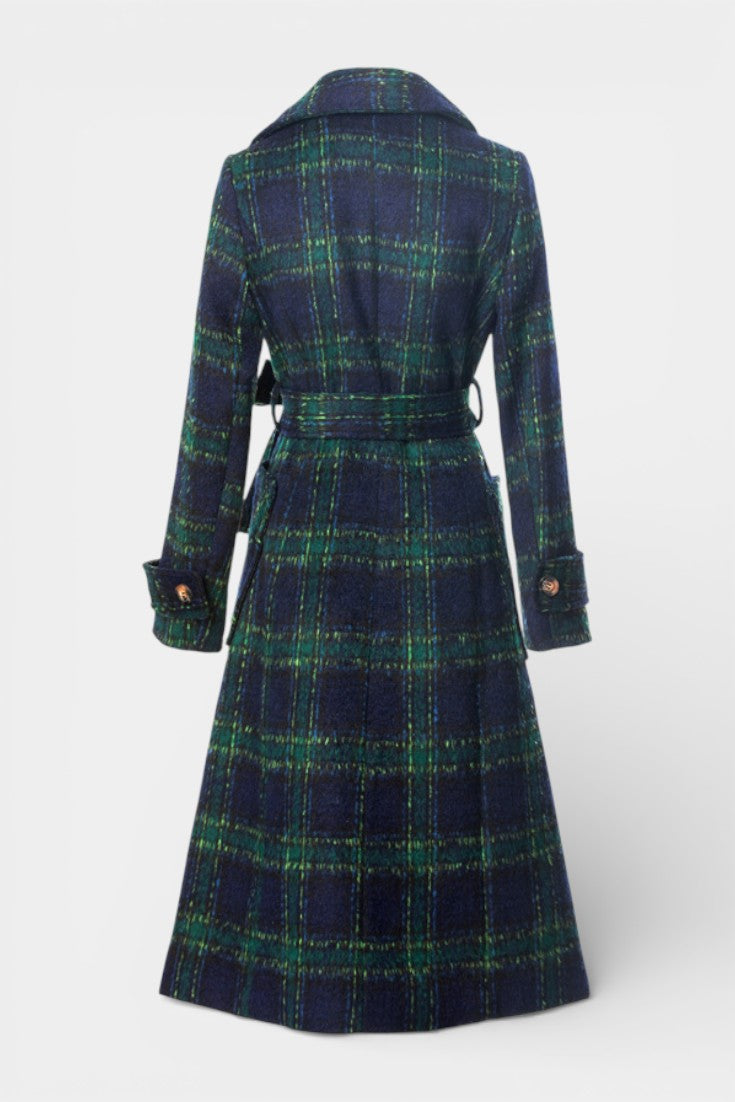 Lara Long Crossed Coat in Teal