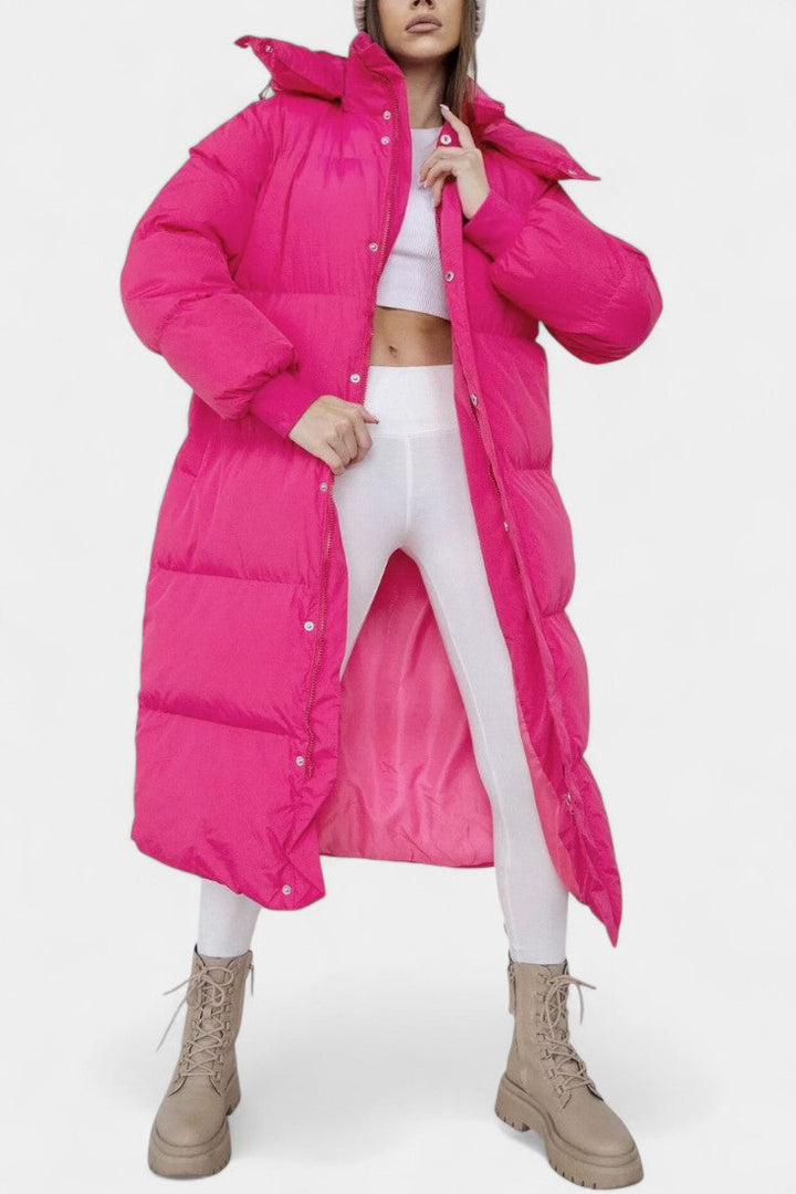 Razel Women's Adjustable Hooded Puffer Coat with Elegant Silhouette