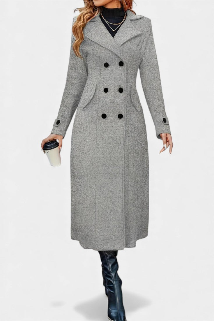 Naïssa Double-Breasted Coat with Long Notched Lapels