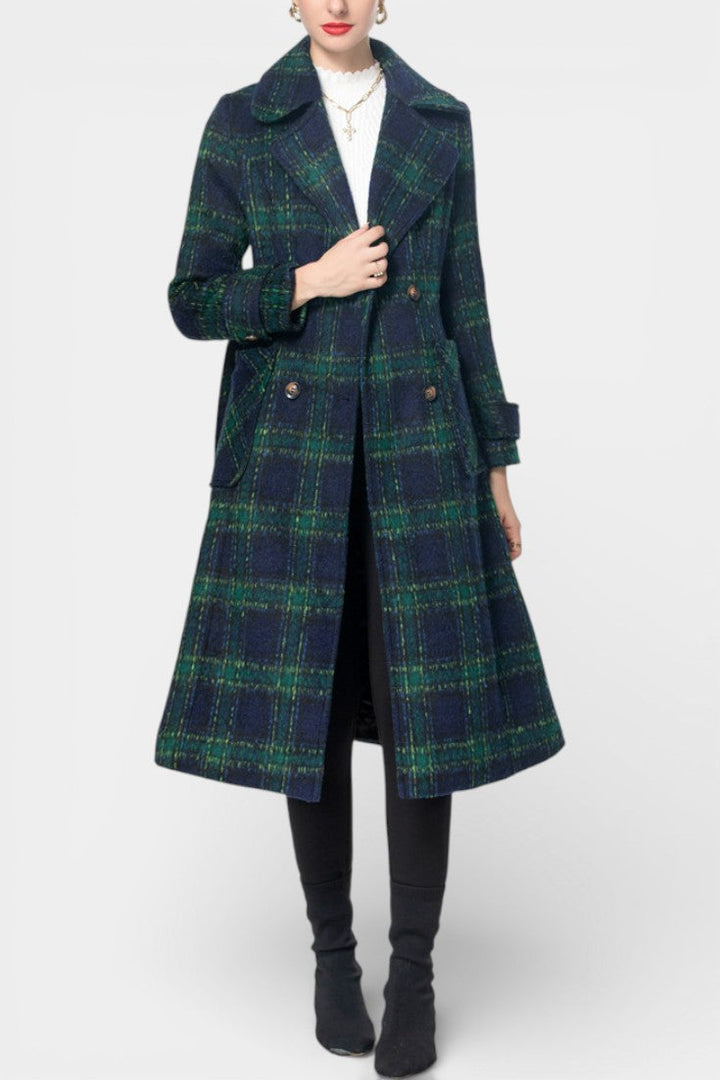 Lara Long Crossed Coat in Teal